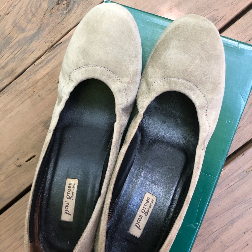 PAUL GREEN Beige Suede Hidden Wedge Shoe US9 $260